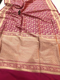 Pink Pure Banarasi Handloom Katan Silk Saree - Aura Benaras