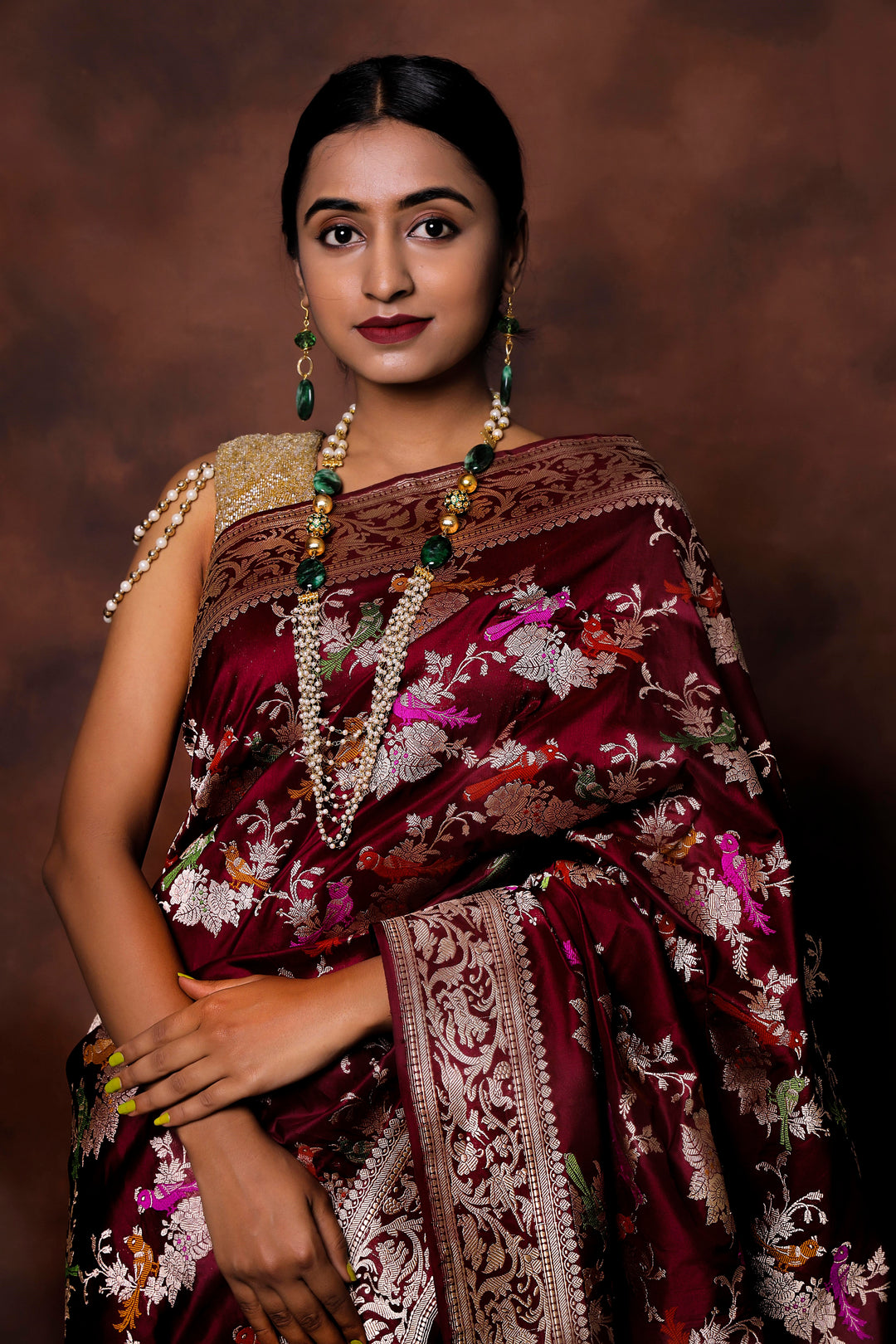 Pre Order :: Deep Maroon Kadwa Jaal Pure Banarasi Handloom Katan Silk Saree