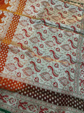 Orange Banarasi Handloom Satin Silk Saree - Aura Benaras