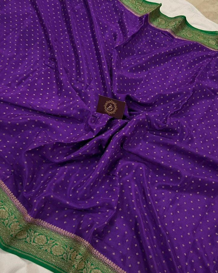 Purple Pure Banarasi Khaddi Crepe Silk Saree - Aura Benaras