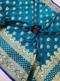 Rama Green Banarasi Handloom Satin Silk Saree - Aura Benaras