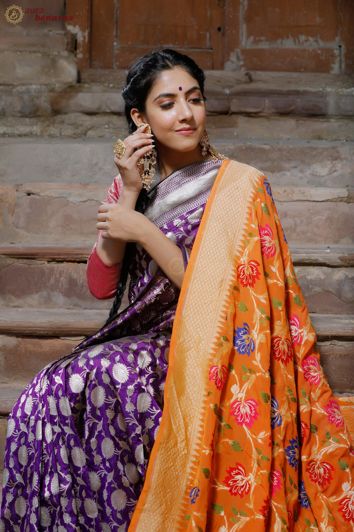 Orange Pure Banarasi Khaddi Georgette Dupatta