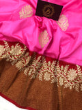 Pink Pure Banarasi Handloom Katan Silk Saree - Aura Benaras