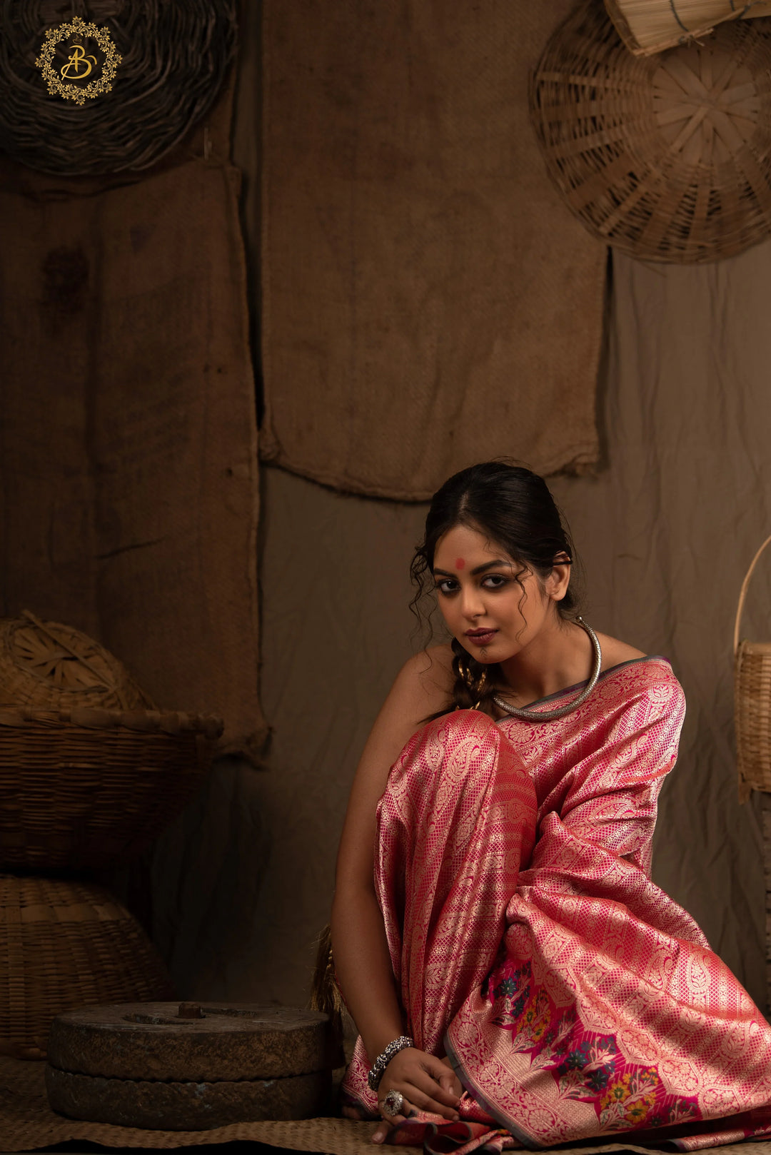 Rani Pink Banarasi Handloom Pure Katan Silk Saree - Aura Benaras