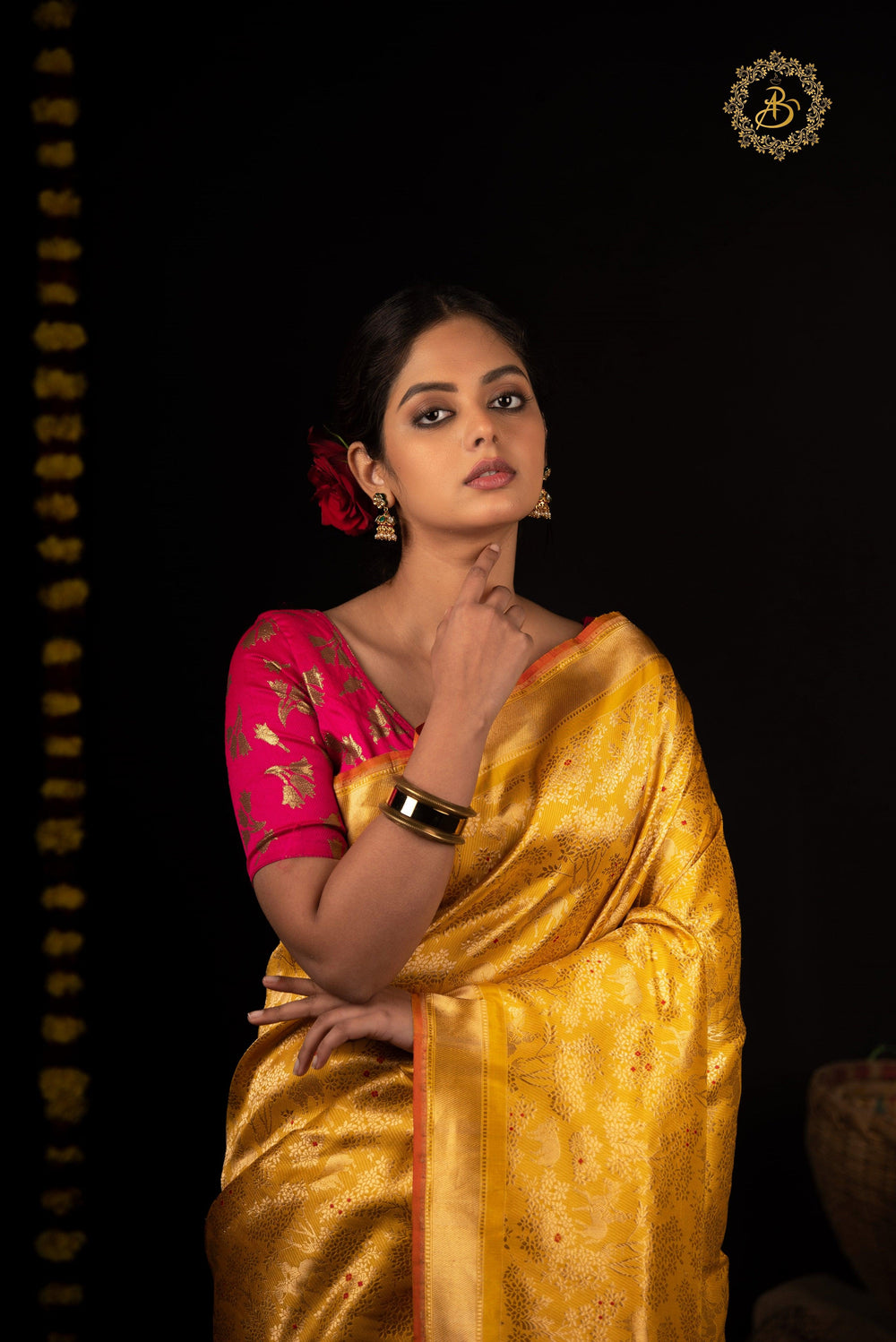 Yellow Banarasi Handloom Katan Silk Saree - Aura Benaras