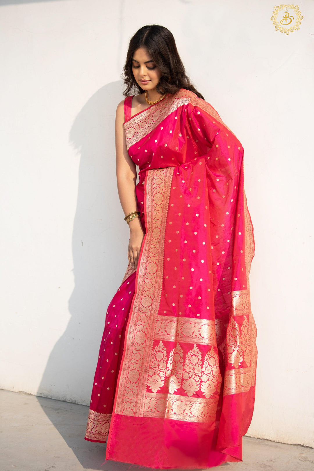 Rani Pink Pure Banarasi Handloom Katan Silk Saree - Aura Benaras