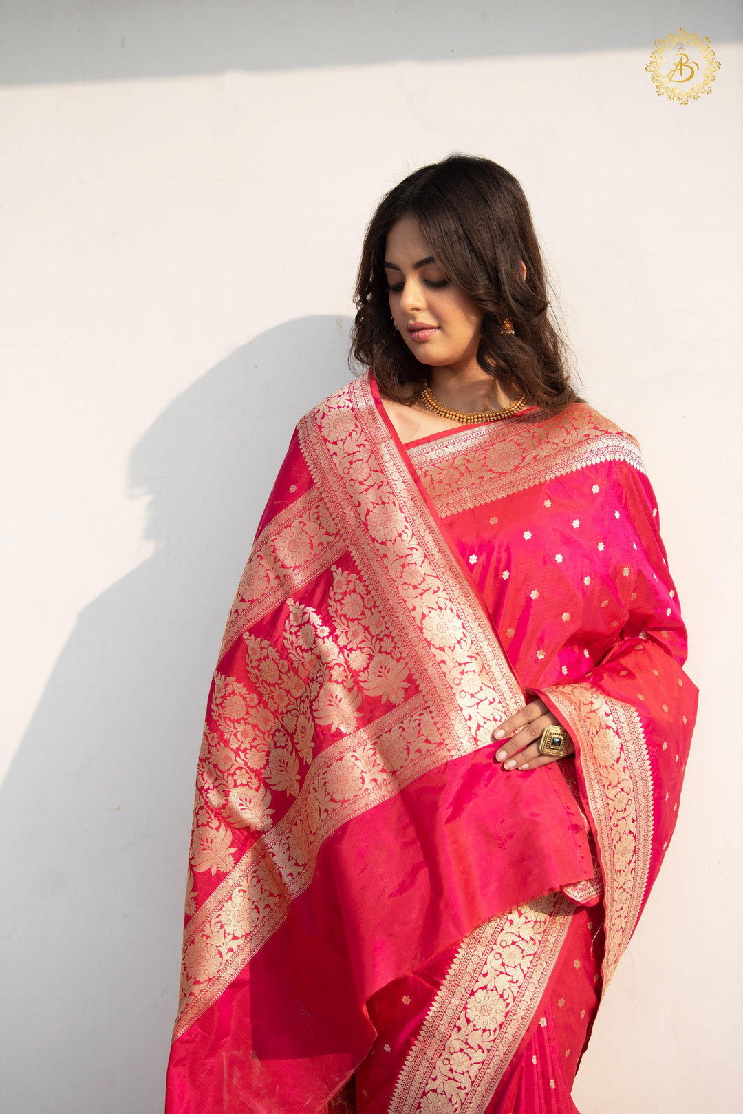 Rani Pink Pure Banarasi Handloom Katan Silk Saree - Aura Benaras