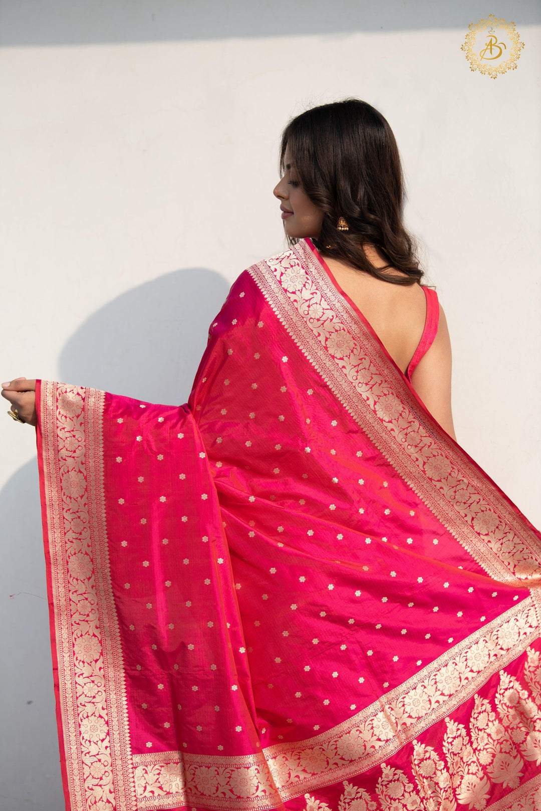 Rani Pink Pure Banarasi Handloom Katan Silk Saree - Aura Benaras