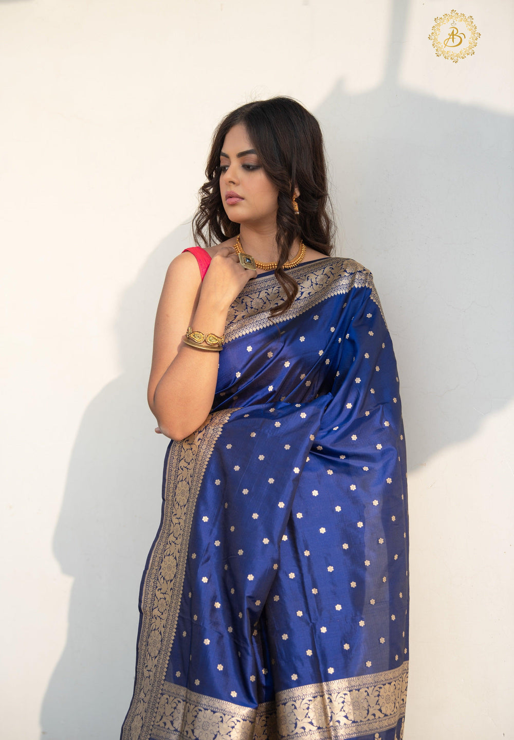 Deep Royal Blue Pure Banarasi Handloom Katan Silk Saree - Aura Benaras