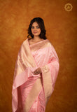 Pale Pink Pure Banarasi Handloom Katan Silk Saree - Aura Benaras