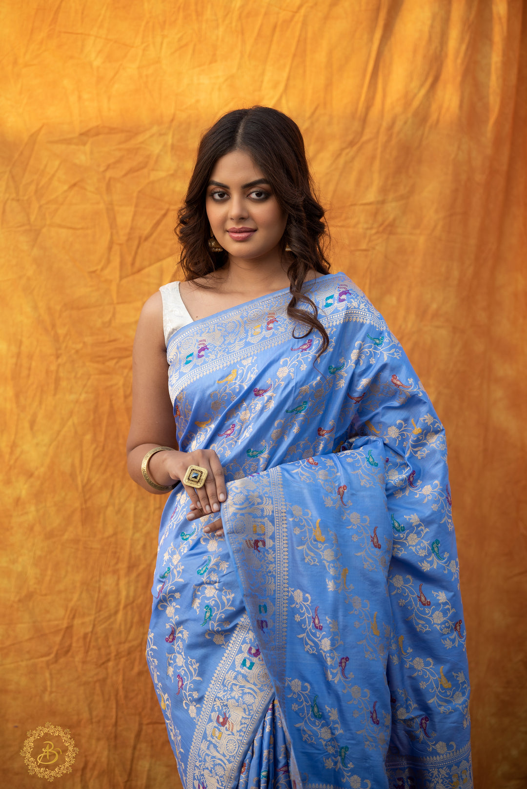 Ultramine Blue Kadwa Jaal Pure Banarasi Handloom Katan Silk Saree - Aura Benaras