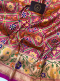 Pink Patola Pure Banarasi Handloom Katan Silk Saree - Aura Benaras