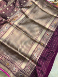Purple Tanchui Pure Banarasi Handloom Katan Silk Saree - Aura Benaras