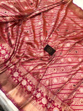 Pink Jamawar Pure Banarasi Handloom Katan Silk Saree - Aura Benaras