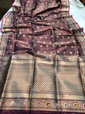 Purple Tanchui Pure Banarasi Handloom Katan Silk Saree - Aura Benaras