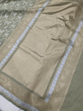 Grey Jaal Banarasi Handloom Soft Silk Saree - Aura Benaras