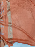 Peach Banarasi Handloom Soft Silk Saree - Aura Benaras