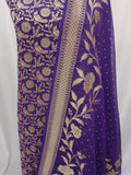 Purple Banarasi Khaddi Georgette Suit - Aura Benaras