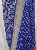 Royal Blue Banarasi Khaddi Georgette Suit - Aura Benaras