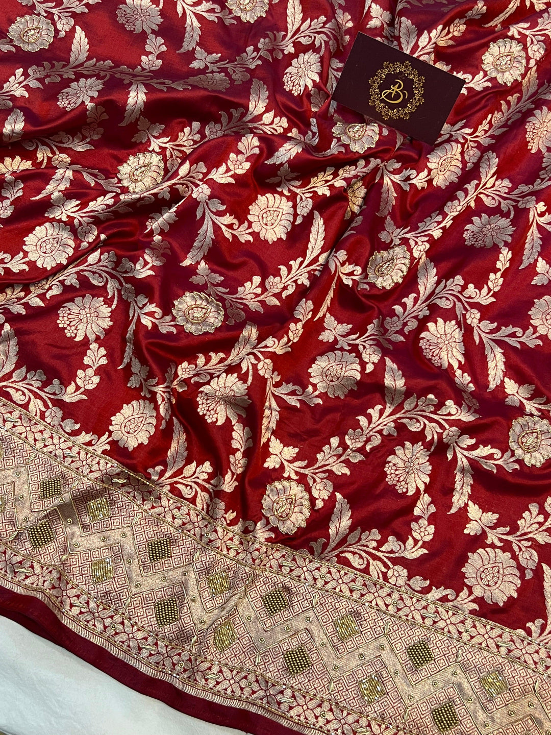 Maroon Pure Banarasi Handloom Katan Silk Saree - Aura Benaras