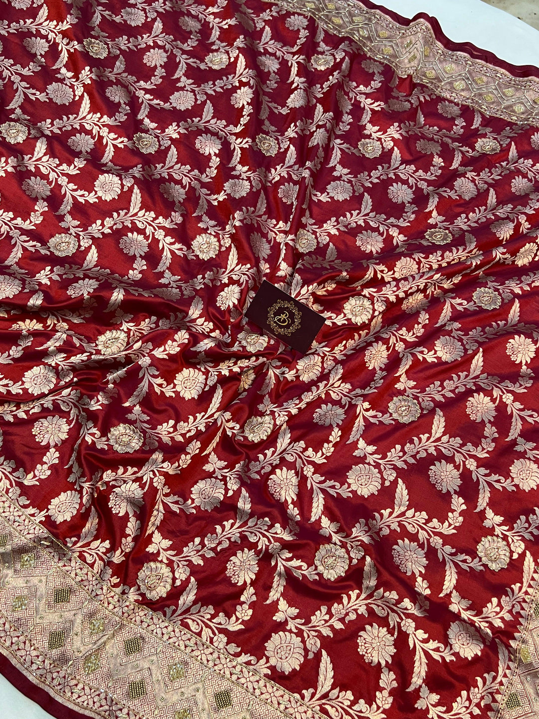 Maroon Pure Banarasi Handloom Katan Silk Saree - Aura Benaras