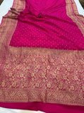 Rani Pink Handloom Pure Khaddi Georgette Silk Saree