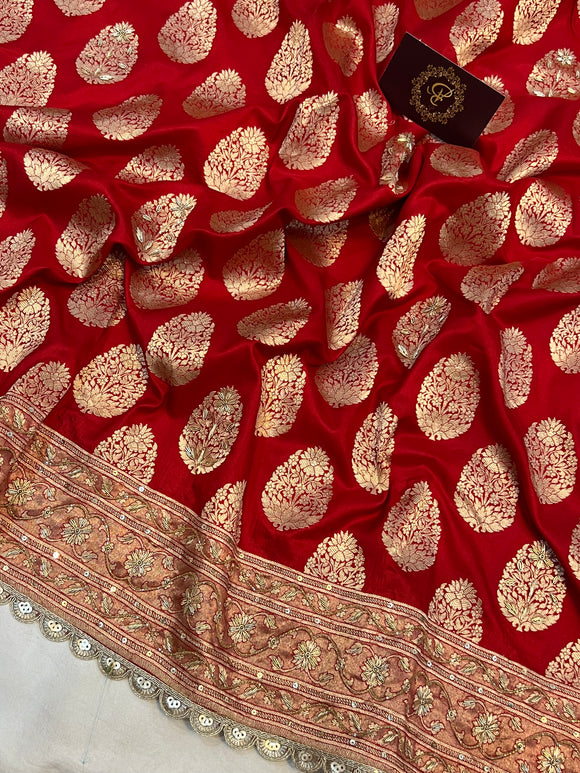 Buy Banarasi Silk Gonda Jacquard Stone Work Sarees with Tassels and Blouse  Piece Online In India At Discounted Prices