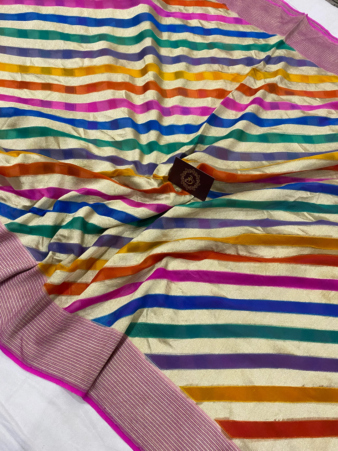 Rangkaat Banarasi Handloom Pure Khaddi Georgette Saree - Aura Benaras
