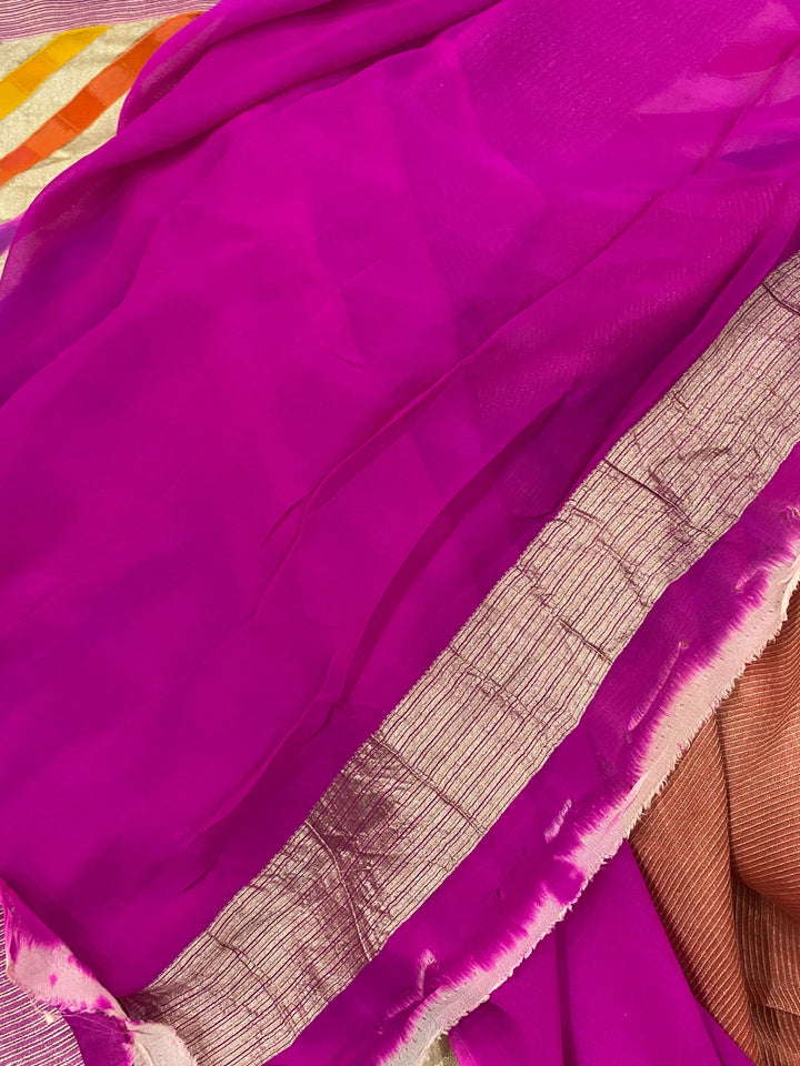 Rangkaat Banarasi Handloom Pure Khaddi Georgette Saree - Aura Benaras