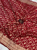 Deep Red Pure Banarasi Handloom Katan Silk Saree - Aura Benaras