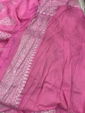 Baby Pink Banarasi Handloom Pure Moonga Georgette Saree - Aura Benaras