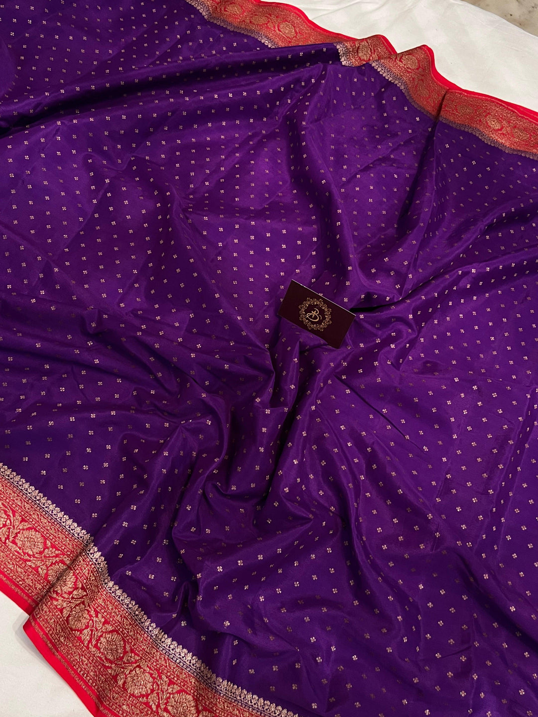 Purple Pure Banarasi Khaddi Crepe Silk Saree - Aura Benaras