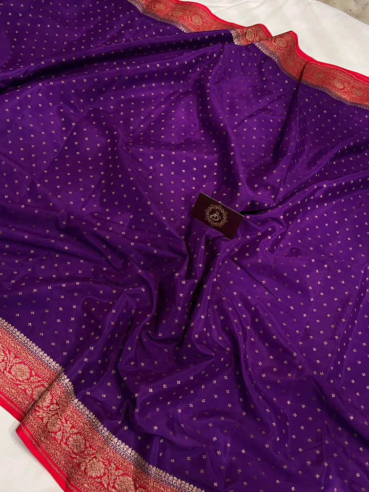Purple Pure Banarasi Khaddi Crepe Silk Saree - Aura Benaras