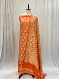 Orange Banarasi Khaddi Georgette Suit - Aura Benaras
