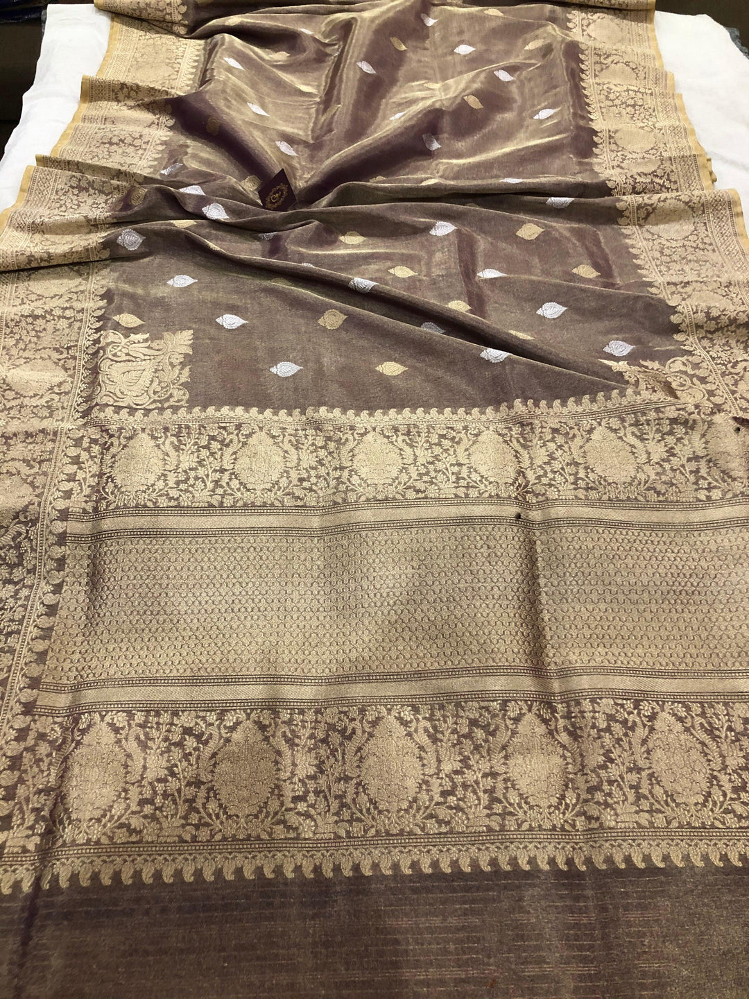 Pre Order :: Copper Color Pure Banarasi Handloom Tissue Silk Saree