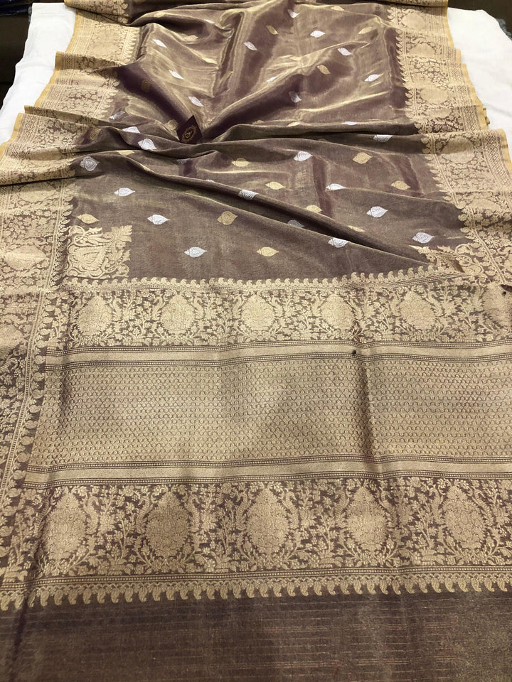 Pre Order :: Copper Color Pure Banarasi Handloom Tissue Silk Saree