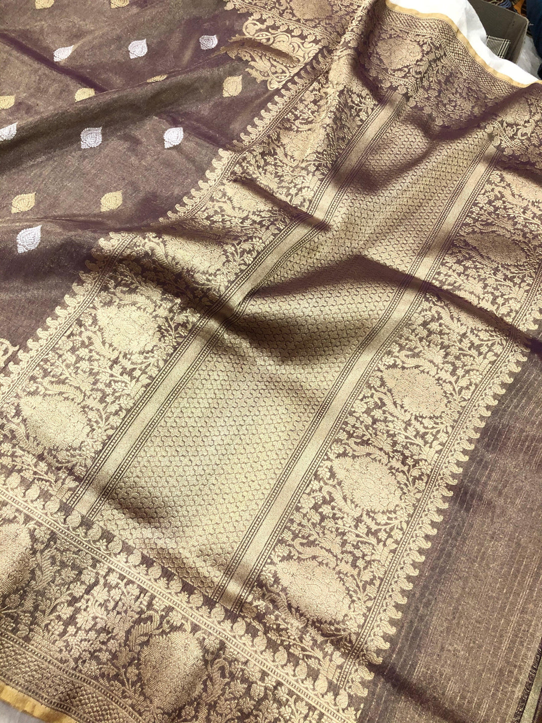 Pre Order :: Copper Color Pure Banarasi Handloom Tissue Silk Saree