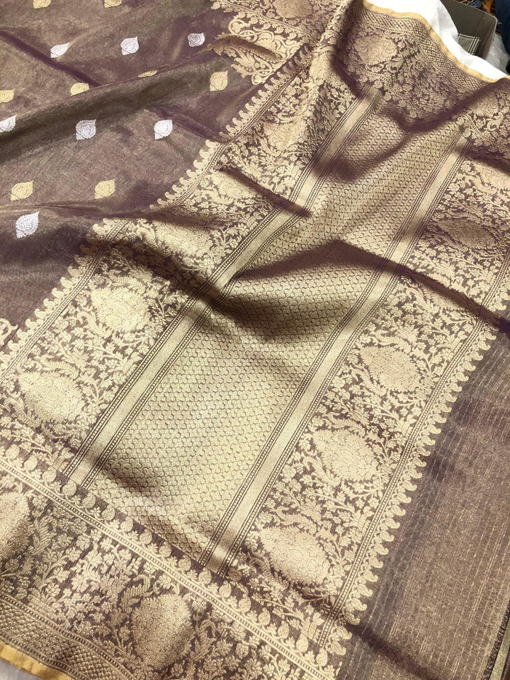 Pre Order :: Copper Color Pure Banarasi Handloom Tissue Silk Saree
