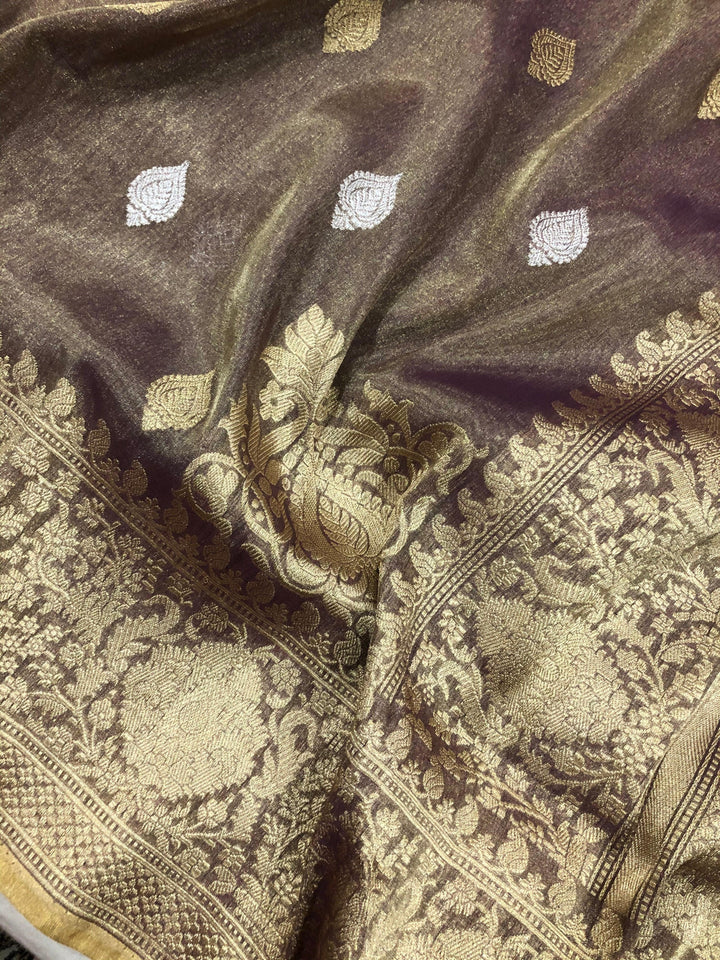Pre Order :: Copper Color Pure Banarasi Handloom Tissue Silk Saree