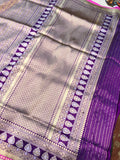 Purple Banarasi Handloom Jamawar Tanchui Katan Silk Saree - Aura Benaras