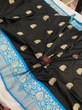Black Pure Banarasi Handloom Katan Silk Saree - Aura Benaras