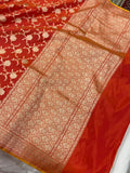 Orange Pure Banarasi Handloom Katan Silk Saree - Aura Benaras