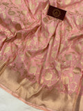 Baby Pink Pure Banarasi Handloom Katan Silk Saree - Aura Benaras