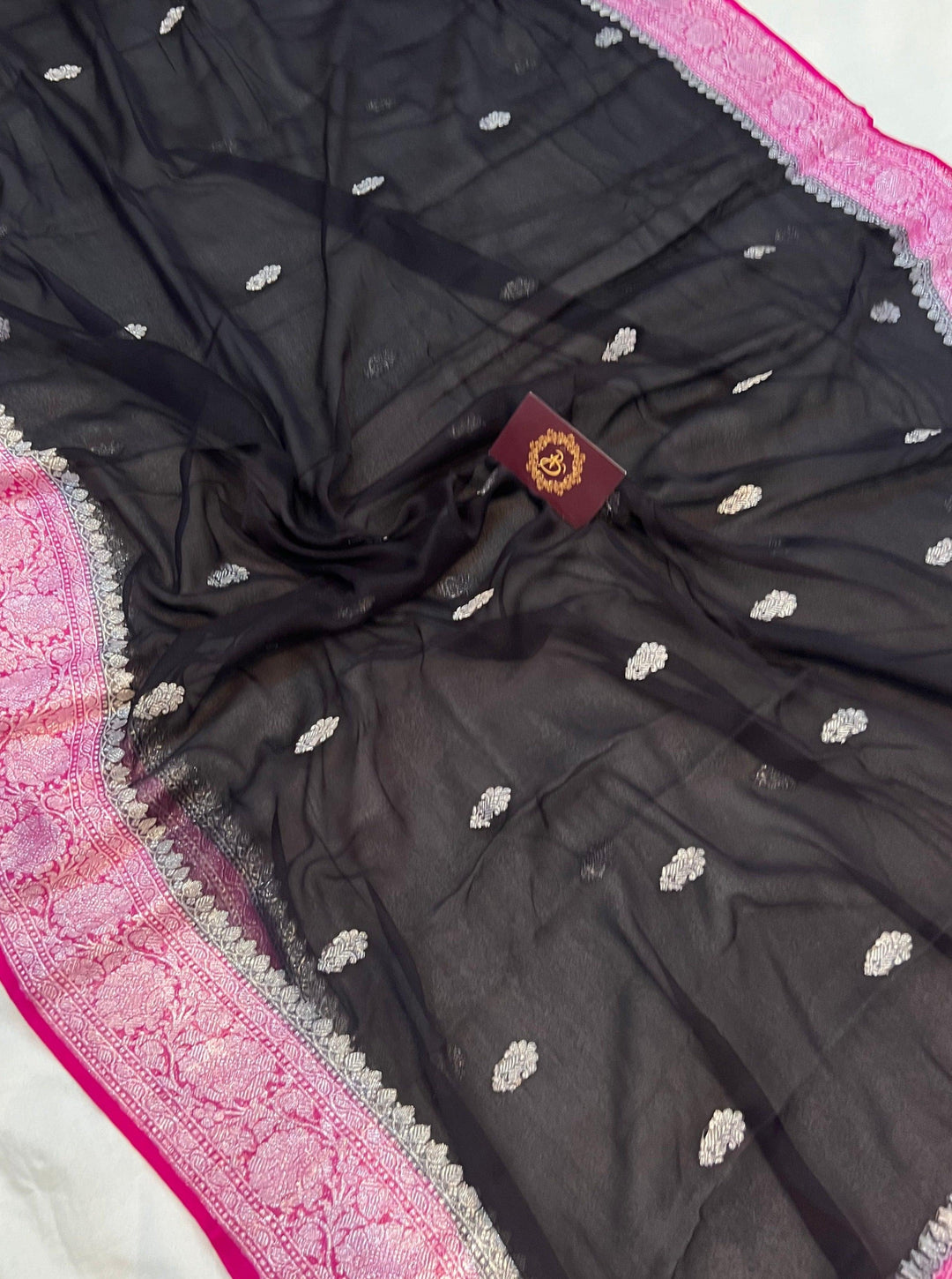 Black Khaddi Chiffon Banarasi Handloom Saree - Aura Benaras