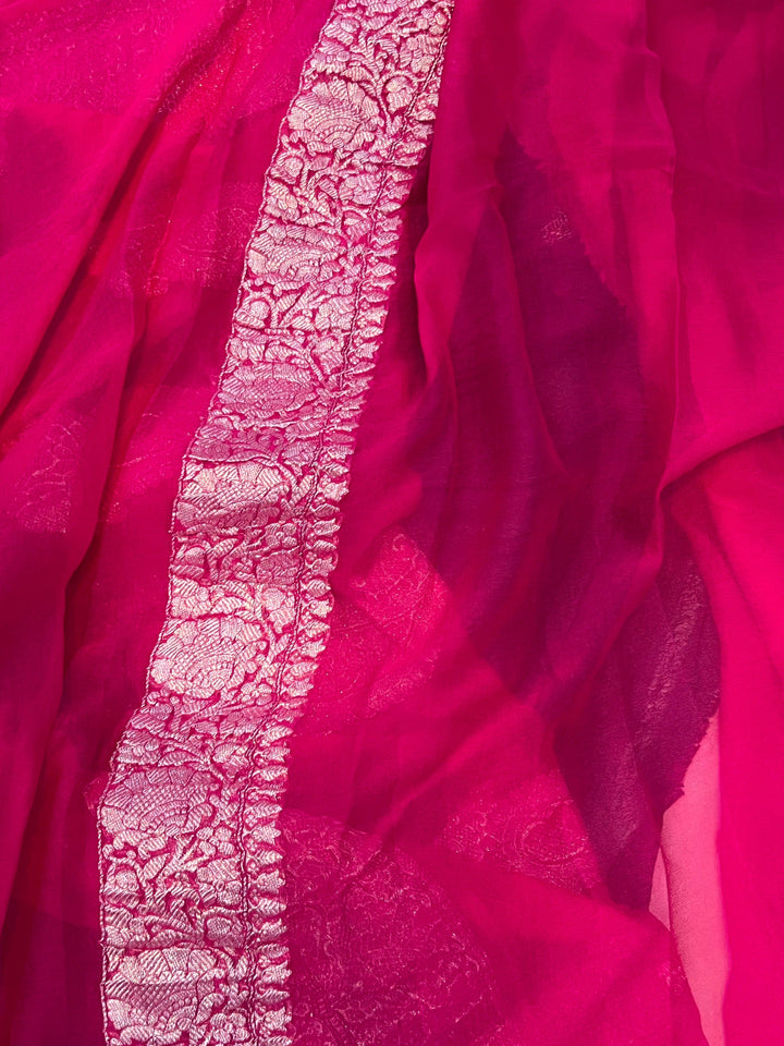 Black Khaddi Chiffon Banarasi Handloom Saree - Aura Benaras