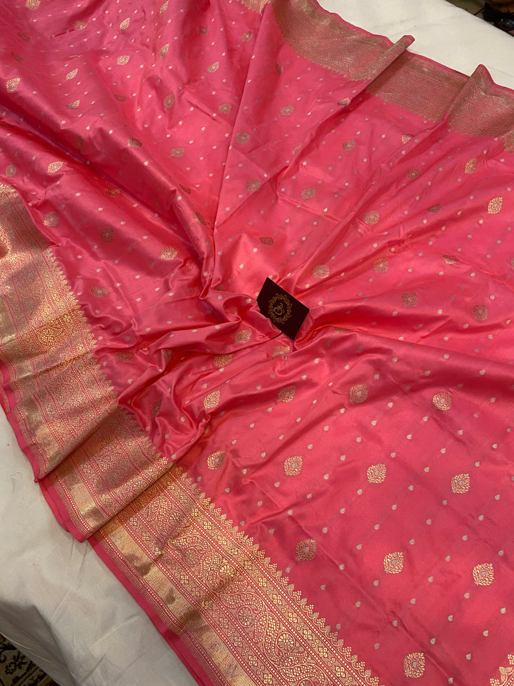 Baby Pink Pure Banarasi Handloom Katan Silk Saree