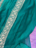 Blue Banarasi Handloom Pure Georgette Silk Saree - Aura Benaras