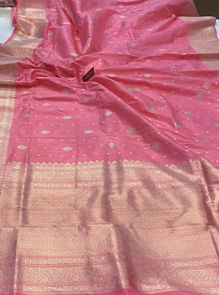 Baby Pink Pure Banarasi Handloom Katan Silk Saree