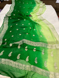 Green Khaddi Chiffon Banarasi Handloom Saree