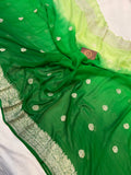 Green Khaddi Chiffon Banarasi Handloom Saree - Aura Benaras
